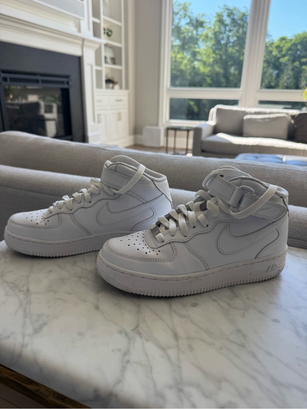 Nike White Mid-Top Leather Sneakers